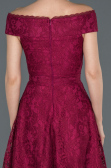 Robe de Soirée Lacé Devant Court Dos Long Prune ABO018