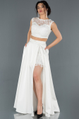 Robe de Soirée Longue Satin Blanc ABU1286