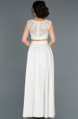 Robe de Soirée Longue Satin Blanc ABU1286