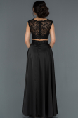 Robe de Soirée Longue Satin Noir ABU1286