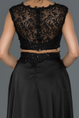 Robe de Soirée Longue Satin Noir ABU1286
