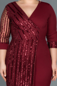 Robe de Soirée Grande Taille Courte Rouge Bordeaux ABK810