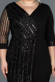 Robe de Soirée Grande Taille Courte Noir ABK810