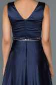 Robe de Soirée Longue Satin Bleu Marine ABU1175