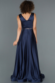 Robe de Soirée Longue Satin Bleu Marine ABU1175
