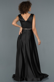 Robe de Soirée Longue Satin Noir ABU1175