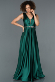 Robe de Soirée Longue Satin Émeraude ABU1175
