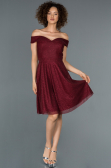 Robe de Cérémonie Courte Rouge Bordeaux ABK827