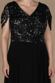 Robe de Soirée Grande Taille Longue Noir-Anthracite ABU828