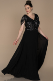 Robe de Soirée Grande Taille Longue Noir-Anthracite ABU828