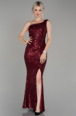 Robe de Soirée Longue Rouge Bordeaux ABU1436