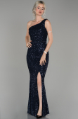 Robe de Soirée Longue Bleu Marine ABU1436