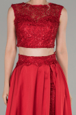 Robe de Soirée Satin Longue Rouge ABU1286