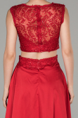 Robe de Soirée Satin Longue Rouge ABU1286