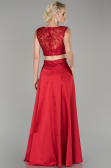 Robe de Soirée Satin Longue Rouge ABU1286