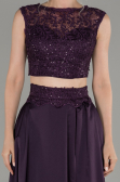 Robe de Soirée Satin Longue Violet ABU1286