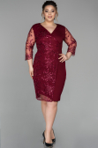 Robe Grande Taille Courte Rouge Bordeaux ABK833