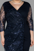 Robe Grande Taille Courte Bleu Marine ABK833