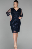 Robe Grande Taille Courte Bleu Marine ABK833
