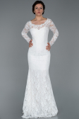 Robe de Soirée Longue Lacé Blanc ABU1571