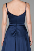 Robe de Soirée Longue Satin Bleu Marine ABU1601
