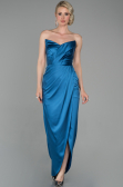 Robe Queue de Poisson Longue Satin Indigo ABU1609