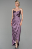 Robe Queue de Poisson Longue Satin Lavande ABU1609