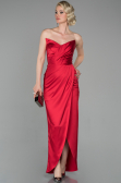 Robe Queue de Poisson Longue Satin Rouge ABU1609