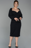 Robe Grande Taille Midi Noir ABK930