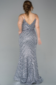 Robe de Soirée Grande Taille Longue Gris ABU1661