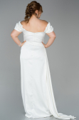 Robe de Soirée Grande Taille Satin Longue Blanc ABU1626