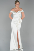 Robe de Soirée Longue Satin Blanc ABU1713