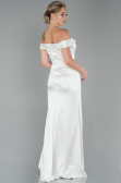 Robe de Soirée Longue Satin Blanc ABU1713