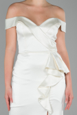 Robe de Soirée Longue Satin Blanc ABU1713