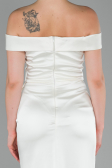 Robe de Soirée Longue Satin Blanc ABU1713