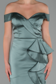 Robe de Soirée Longue Satin Turquoise ABU1713