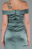 Robe de Soirée Longue Satin Turquoise ABU1713
