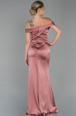 Robe de Soirée Longue Satin Couleur Rose ABU1713