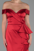Robe de Soirée Longue Satin Rouge ABU1713