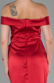 Robe de Soirée Longue Satin Rouge ABU1713