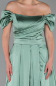 Robe de Soirée Longue Satin Turquoise ABU1716