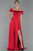 Robe de Soirée Longue Satin Rouge ABU1716