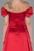 Robe de Soirée Longue Satin Rouge ABU1716