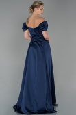 Robe de Soirée Longue Satin Bleu Marine ABU1716