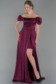Robe de Soirée Longue Satin Prune ABU1716