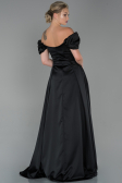Robe de Soirée Longue Satin Noir ABU1716