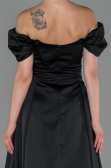Robe de Soirée Longue Satin Noir ABU1716