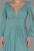 Robe de Soirée Longue Mousseline Turquoise ABU1702