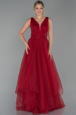 Robe de Soirée Longue Rouge Bordeaux ABU1727