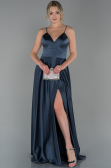 Robe de Fiançaille Satin Longue Anthracite ABU1458